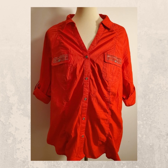 Lane Bryant Tops - Orange Lane Bryant button down blouse Nwt 18/20